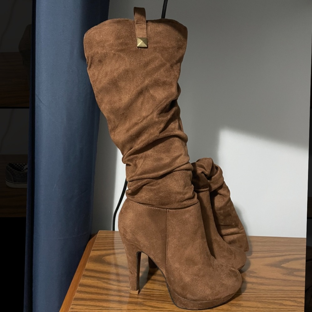Brown heeled boots